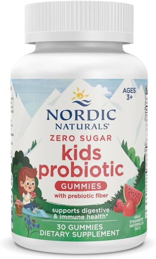 Nordic Naturals Vegan Probiotic Gummies Bundle - Zero Sugar Kids Probiotic Gummies - Strawberry Watermelon Flavor - 30 Gummies Zero Sugar Probiotic Gummies - Strawberry Watermelon Flavor - 40 Gummies