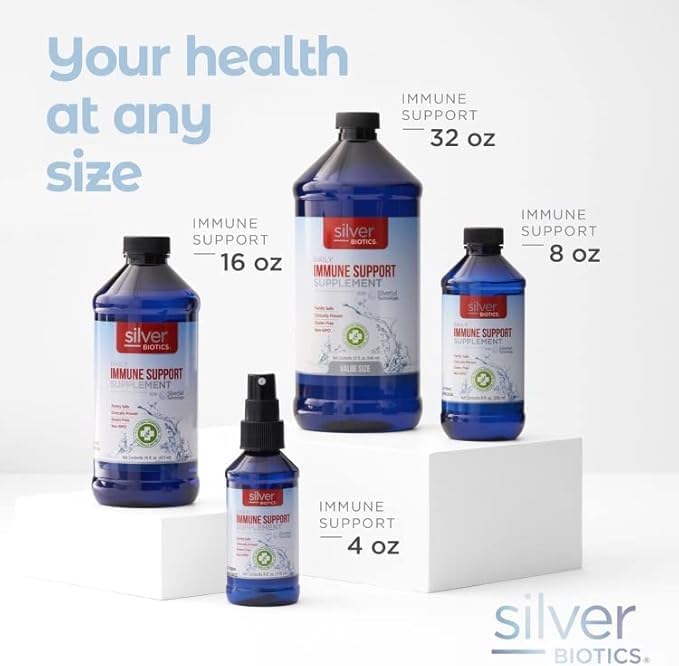 Silver Biotics Advanced Silver Technology SilverSol Ag₄O₄ 10 PPM Immune Support | Bio-Hacking Immune Building Natural Support | 32 Fl Oz