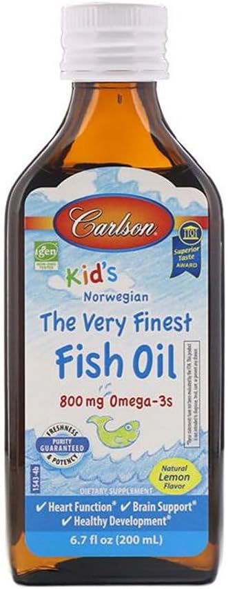 Carlson Kid's The Very Finest Fish Oil Lemon Norwegian 800 mg Omega-3s 200 mL