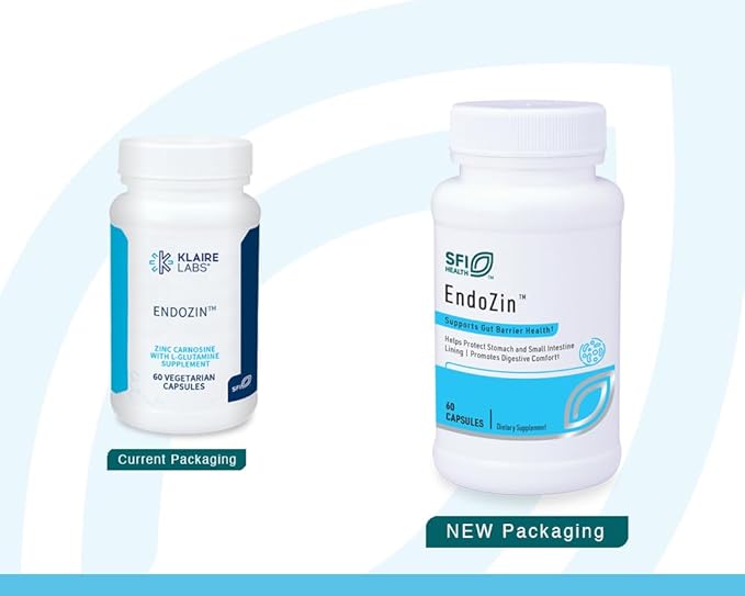 SFI Health Klaire Labs Endozin - Zinc Carnosine Complex with L-Glutamine to Support Intestinal Barrier Function Hypoallergenic (60 Capsules)