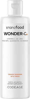 Codeage Liquid Vitamin C 1000mg Vitamins D3 E &amp Zinc Rose HIPS Quercetin Echinacea Vegan Liposomal Vitamin C Supplement Non-GMO - 15.22 fl oz