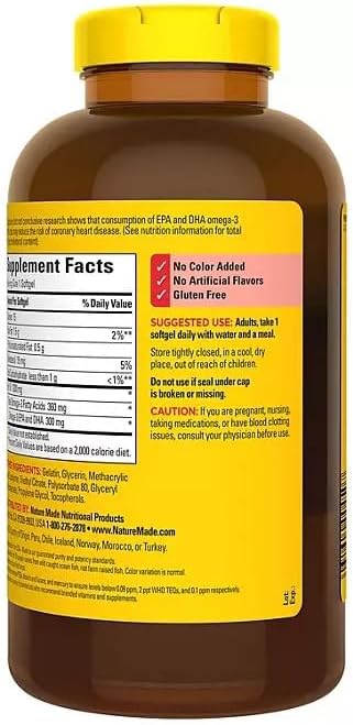 1200 mg Burp-Free Fish Oil Softgels 240 Count – Premium Omega-3 Support