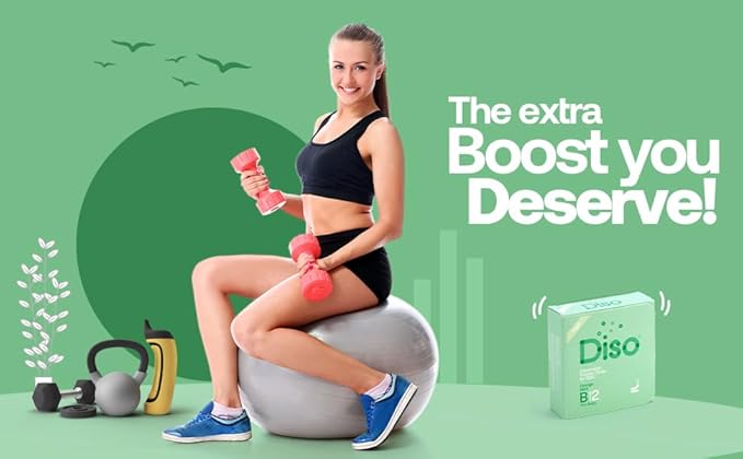 DISO - Vitamin B12 - Fast-Dissolving Oral Strips for Tiredness and Fatigue Orange Mint Flavor Vegan Sugar Free Maximum Absorption Gluten Free Individually Wrapped 30 Dissolvable Strips