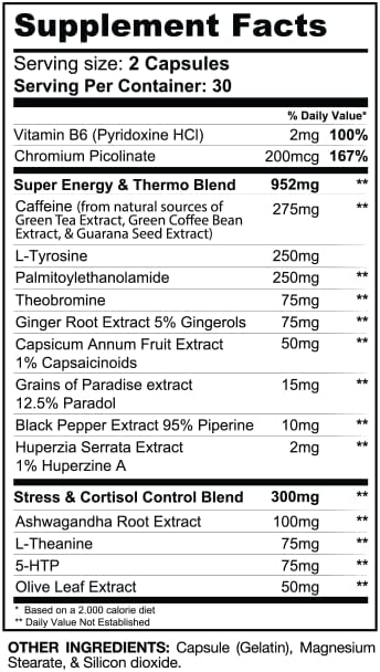 Gaspari Nutrition DTN8: Explosive Fat Burner Natural Energy and Mental Focus Adrenal and Stress Support (60 Capsules)