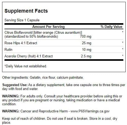 Swanson Full Spectrum Citrus Bioflavonoid Complex Immune and Antioxidant Supplement for Adults Seeking Enhanced Vitamin C Absorption - 50% Standardized (250 Capsules)