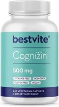 BESTVITE Cognizin Citicoline 500mg (240 Vegetarian Capsules) (Value Size) - Clinically Studied Premium Choline Nootropic - No Stearates - Vegan - Gluten Free - Brain Supplements for Memory and Focus