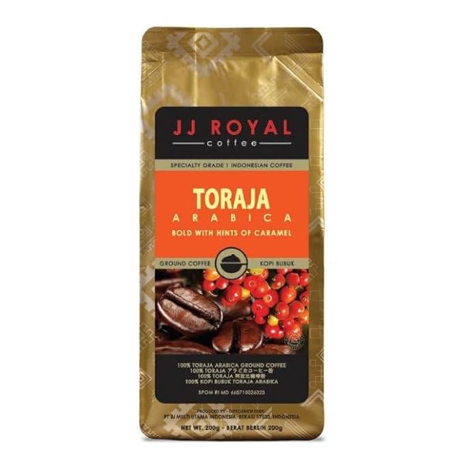 JJ Royal Coffee Toraja Arabica 200g Ground Coffee (Pack of 1)