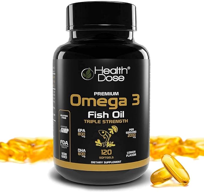 Premium Immune Support Bundle by Health Dose Omega 3 Fish Oil Triple Strength Gluten-Free Non-GMO 120 Softgels + Elderberry Plus 11 in 1 Defense Immune Support Booster 120 Chlorophyll Capsules.