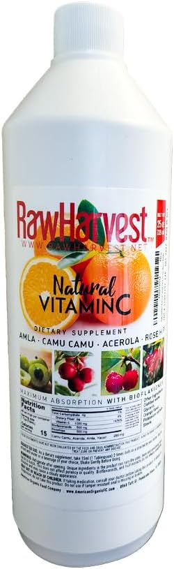 Raw Garden Natural Liquid Vitamin C with Rose HipAmlaCamu Camu Acerola 1 Pack 25 OZ Plastic Bottle