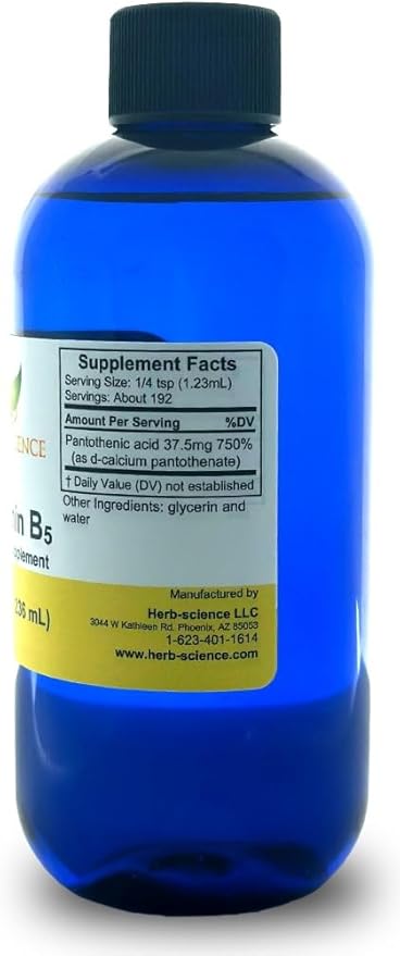 Liquid Vitamin B5 – 192 Servings – High Absorption Pantothenic Acid for Energy Mood &amp Nerve Support – Vegan Non-GMO Alcohol Free – Better Than Capsules or Pills – 8 Fl Oz