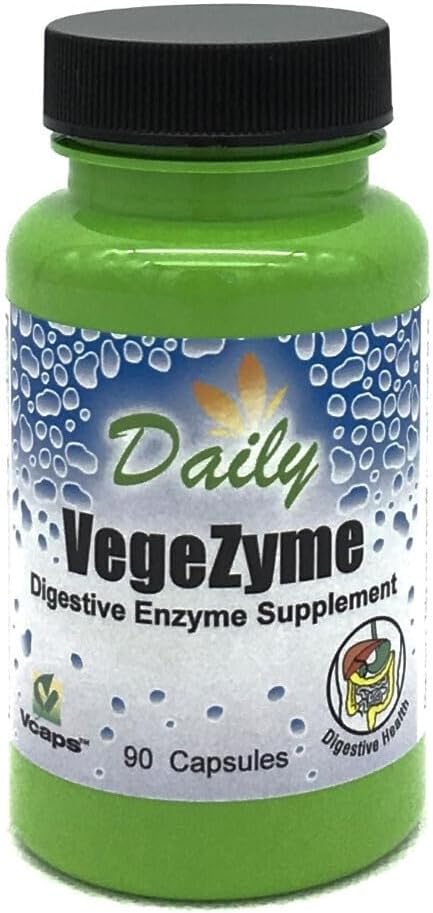 Daily Manufacturing VegeZyme™ Vegetarian Digestive Enzymes (Amylase Lactase Protease Lipase Cellulase Bromelain &amp Papaya)