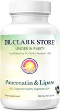 Dr. Clark Pancreatin and Lipase Enzyme Supplement 500mg 100 Gelatin Capsules