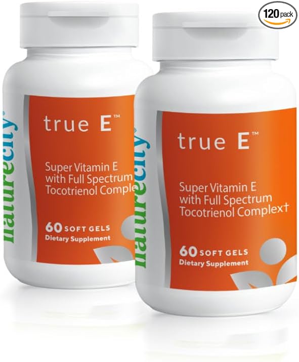 NatureCity True-E Full Spectrum Tocotrienols Vitamin E &amp Natural Alpha Tocopherol Supplement | Sustainable Tocotrienols from Evnol Suprabio | Non-GMO Vitamin E Complex | 120 Soft gels