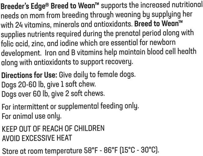 Breeder’s Edge Breed to Wean Prenatal and Postnatal Multivitamin for Dogs &amp Cats Supports Pregnant &amp Nursing Moms Supplement Provides Antioxidants Vitamins &amp Minerals 400ct for Medium