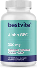 BESTVITE Alpha GPC Choline 600mg Per Serving (120 Veggie Capsules) - No Stearates - Vegan - Non GMO - Gluten Free