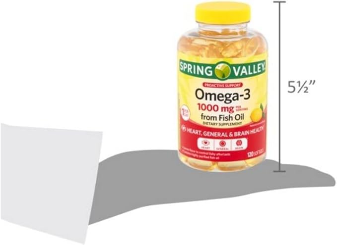 Spring Valley Omega-3 from Fish Oil 1000 mg 120 Count + STS Sticker.