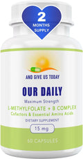 Our Daily Vites L-Methylfolate B Complex Cofactors &amp Essential Amino Acids (15mg) - Active Folate Methylated B12 Methylcobalamin B6 and Glycine - 60 Count