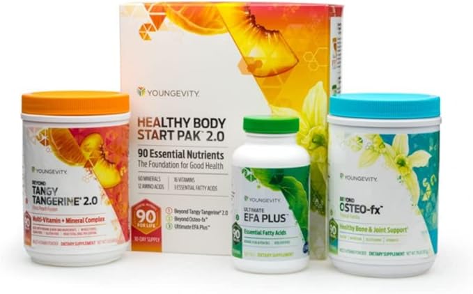 Youngevity Healthy Body Start Pak 2.0 | Complete All-in-One Nutrition | 60 Minerals 16 Vitamins 12 Amino Acids 6 Essential Fatty Acids | Whole Foods Pre/Probiotics + Bone Formula