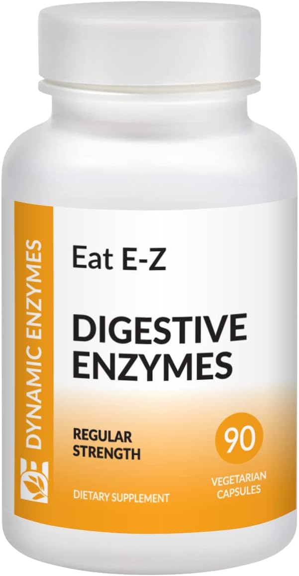 Eat E-Z Digestive Enzymes – Broad-Spectrum Enzyme Blend for Proteins Carbohydrates Fats Dairy &amp Fiber – Supports Digestive Comfort &amp Occasional Bloating – 90 Capsules