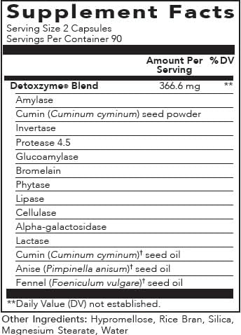 Young Living Detoxzyme 90 Capsules | Digestive Health Support | Helps Nutrient Absorption | Non-GMO Soy-Free &amp Preservative-Free Enzyme Formula for Comfortable Digestion