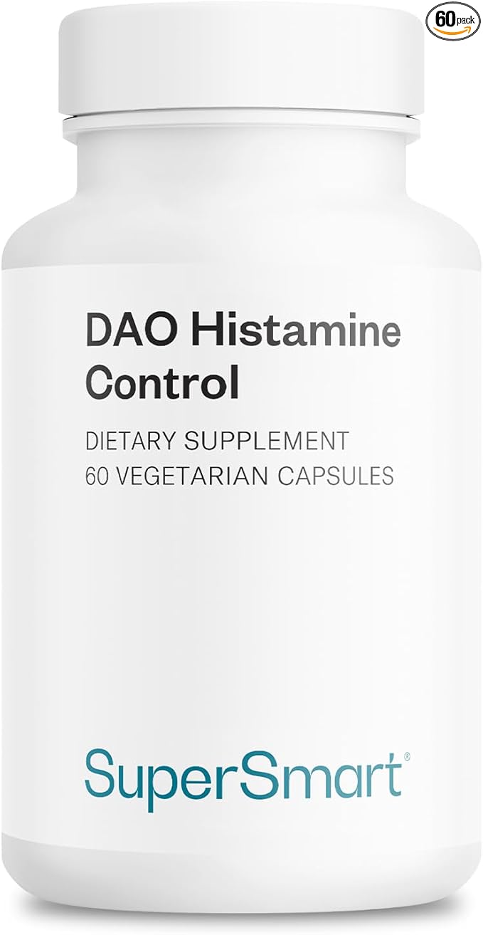 Supersmart DAO Histamine Control (High Potency) - Micro-Encapsulated Pea Sprouts DAO Enzyme - Enhanced with Quercetin &amp Vitamin C - Diamine Oxidase Supplement | Vegan - 60 Vegetarian Capsules