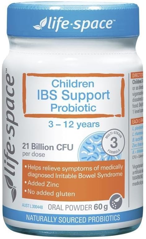 Life-Space Children IBS Support Probiotic Clinically Proven to IBS Relief 4 in 1 Kids Probiotic 21 Billion CFU Supports Reduce Symptoms of IBS Include Bloating Gas &amp Diarrhea 60 Grams