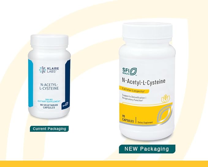 Klaire Labs SFI Health N-Acetyl-L-Cysteine 500mg - Amino Acid Glutathione Precursor NAC - Supplement to Support Cellular Antioxidant Protection - Hypoallergenic Soy-Free Corn-Free (90 Capsules)