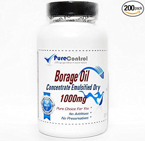 Borage Oil Concentrate Emulsified Dry 1000mg // 200 Capsules // Pure // by PureControl Supplements