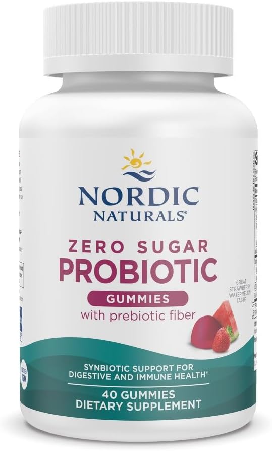 Nordic Naturals Vegan Probiotic Gummies Bundle - Zero Sugar Kids Probiotic Gummies - Strawberry Watermelon Flavor - 30 Gummies Zero Sugar Probiotic Gummies - Strawberry Watermelon Flavor - 40 Gummies