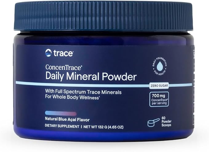 Trace Minerals ConcenTrace Daily Mineral Powder - Supports Energy Digestion Bone Health - 70+ Multiminerals Supplement with Ionic Magnesium Chloride &amp Potassium Sugar-Free (60 Servings)
