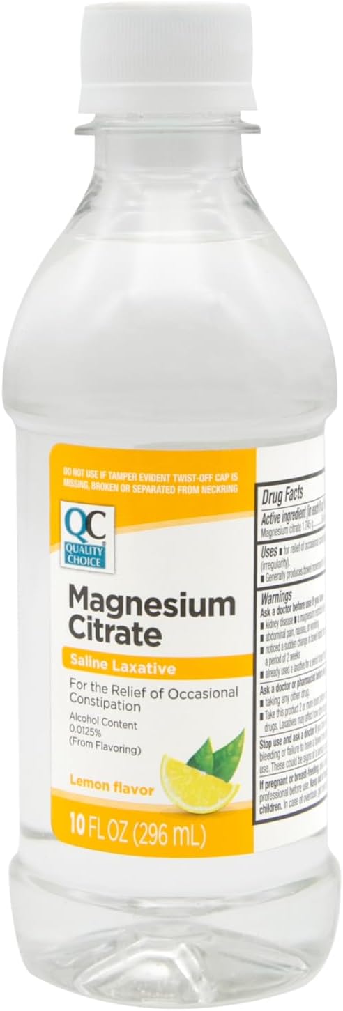 Quality Choice Magnesium Citrate Oral Solution Saline Laxative for The Relief of Occasional Constipation Lemon Flavor 10 Fl Oz (3)