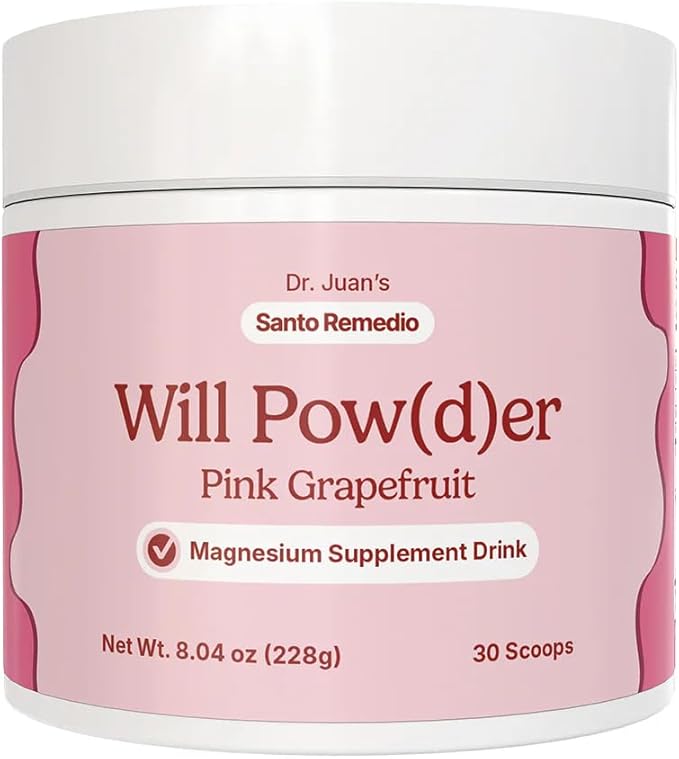 Santo Remedio Will Powder – Dietary Supplement Powdered Botanical Drink with Magnesium Potassium and Herbal Blend Pink Grapefruit Flavor Stress Support Muscle Relaxation 30 Servings