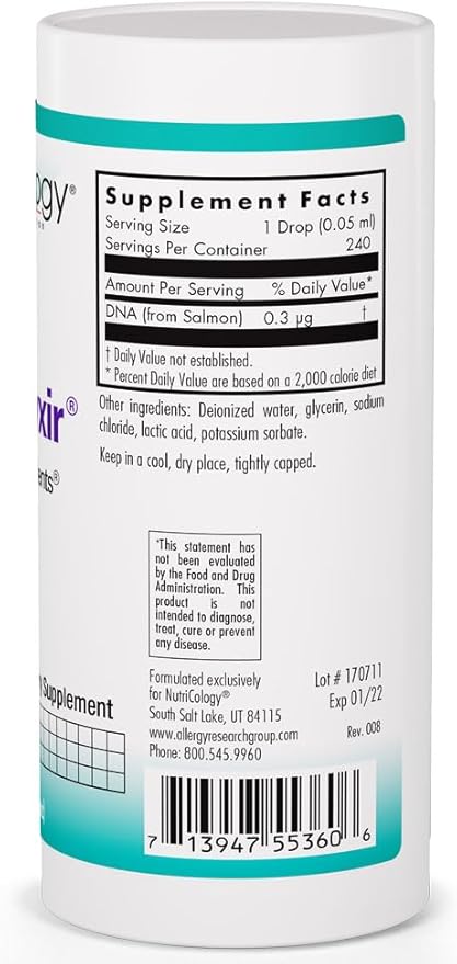 Nutricology Mucolyxir - Double Stranded DNA Liquid - Respiratory Support - Liquid Drops - Hypoallergenic Formula - 240 Servings - 12 mL