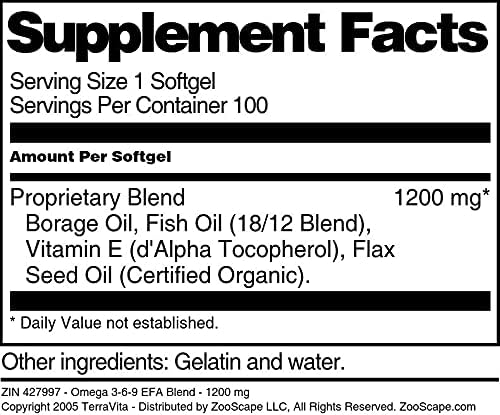 Omega 3-6-9 EFA Blend - 1200 mg (100 softgels ZIN: 427997) - 2 Pack