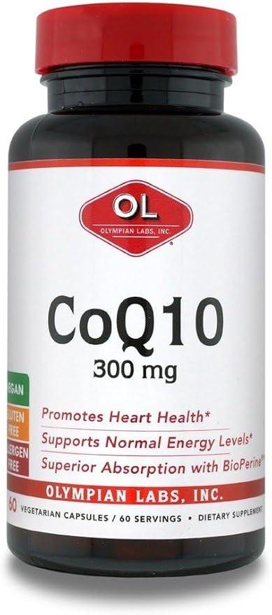 Olympian Labs CoQ10 300mg Vegetarian Capsules formulated with Bioperine for Greater Absorption. 60 Capsules Supporting Heart Health