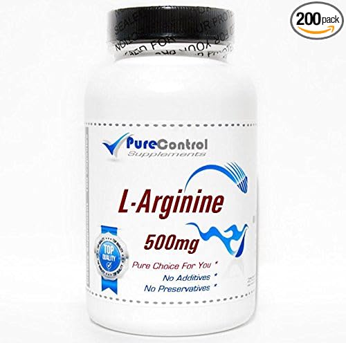 L-Arginine 500mg // 200 Capsules // Pure // by PureControl Supplements