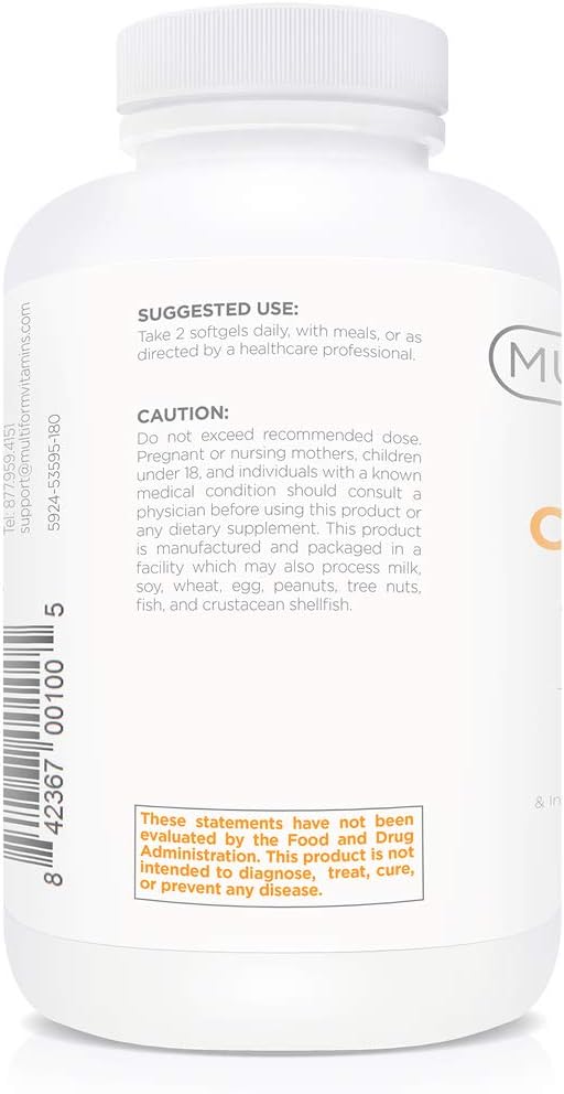 Multiform Vitamins Omega 3 Fish Oil - 2000mg - Burpless Non-GMO No Fishy Aftertaste (180 Capsules)