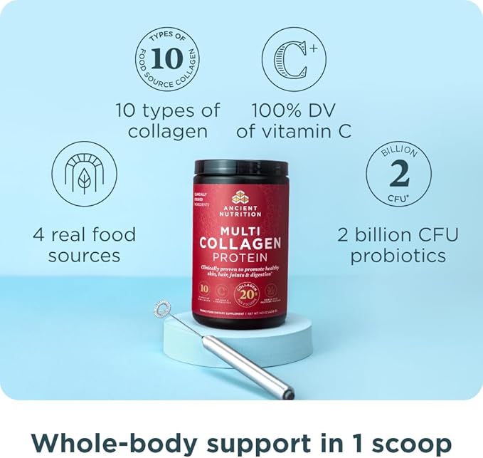 Ancient Nutrition Multi Collagen Advanced Lean Capsules 90 Count + Multi Collagen Protein Powder Unflavored 40 Servings