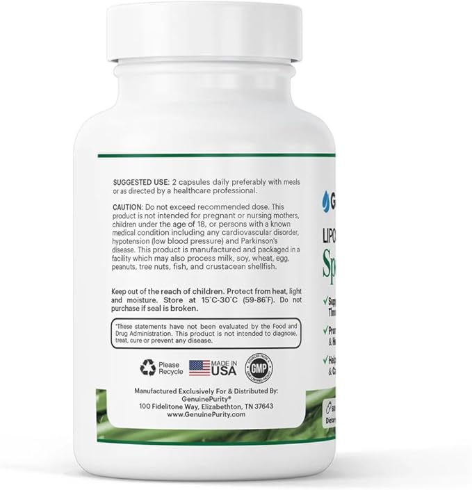 Liposomal Spermidine 8mg Supplement - 60 Capsules for Cellular Renewal and Healthy Aging - Spermidine-Rich Wheat Germ Extract for Women and Men - Gluten Free Vegan Made in USA Non-GMO