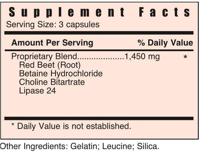 Systemic Formulas Lb – Liver/Gall Bladder 60 Capsules Bio Function #61. Liver + Gall Bladder Support Portal Duct Function Supplement. Contains Red Beet Root Powder.