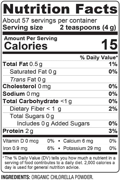 Bare Organics 12522 Chlorella Powder 8 Ounce