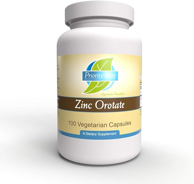 Priority One Vitamins Zinc Orotate 100 Vegetarian Capsules – Highly absorbable bioavailable Form of zinc – Support for a Healthy Immune System.*