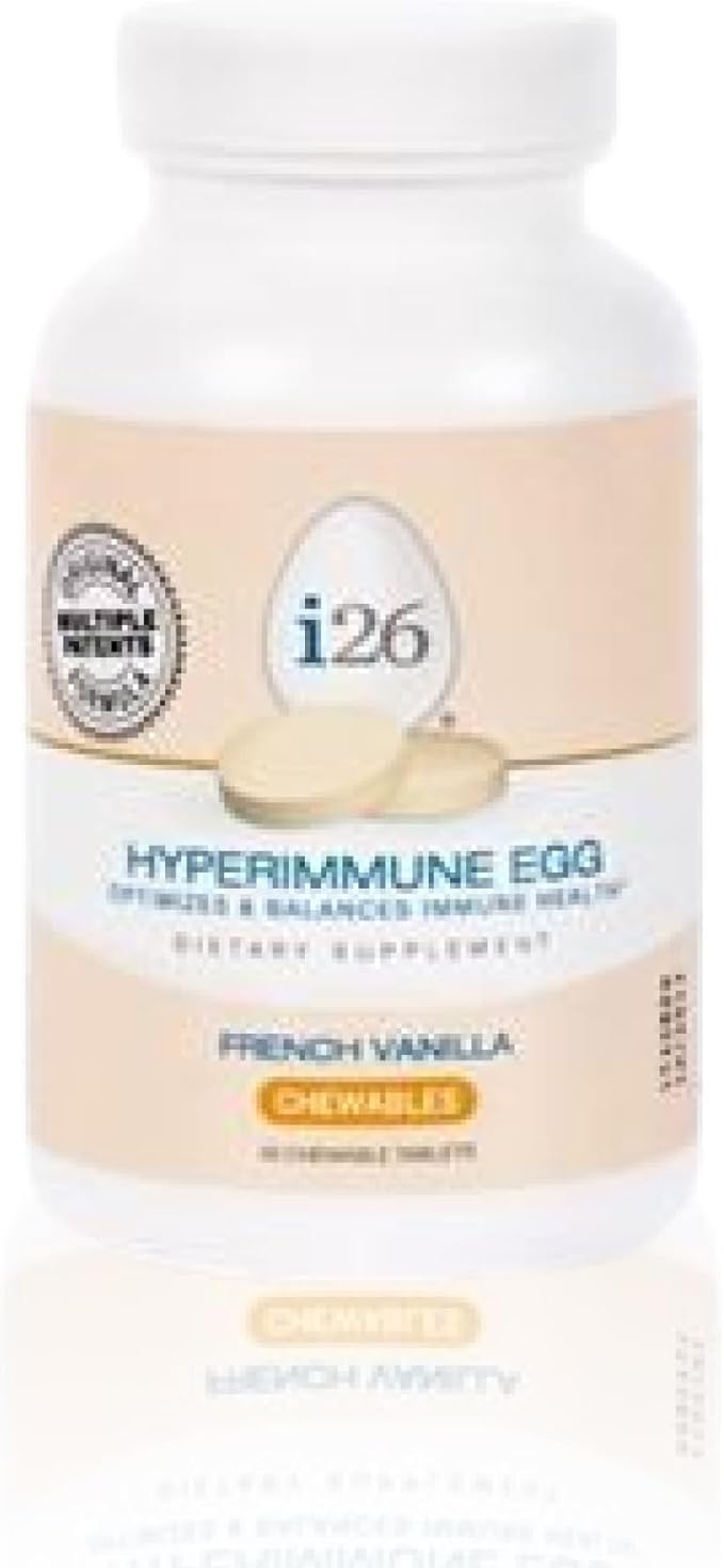 Youngevity i26 Hyperimmune Egg | IgY Max French Vanilla Chewable | Patented Immune Powerhouse Formula | Bone Gut Immune Support Supplement | 45 Chewable Tablets
