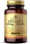 Solgar Vitamin E 670 mg (1000 IU) 180 Softgels - Natural Antioxidant Skin &amp Immune System Support - Naturally-Sourced Vitamin E - Gluten Free Dairy Free - 180 Servings