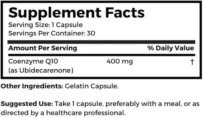 Dr. Clark Coenzyme Q10 (Coq-10) Supplement 400mg 30 Gelatin Capsules