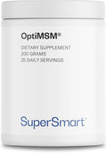 Supersmart - OptiMSM (Methyl-Sulfonyl-Methane) - Patented High Purity Formula | Non-GMO &amp Gluten Free - 200 g