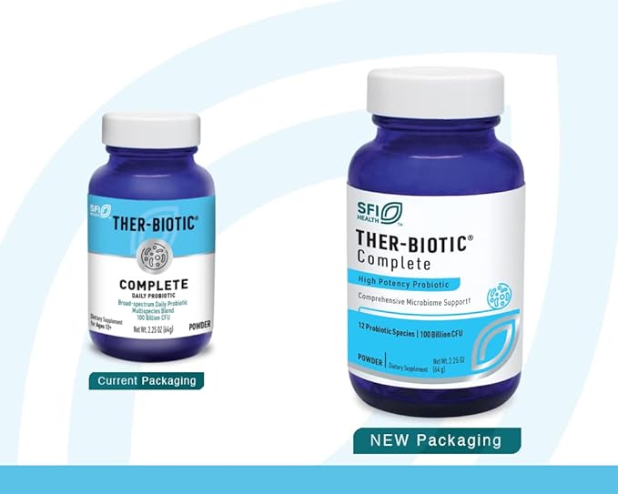 Klaire Labs SFI Health Ther-Biotic Complete Probiotic Powder - 100 Billion CFU - Men's and Women's Probiotics for Digestive Health &amp Immune Support - Dairy-Free Hypoallergenic (64g 2 Pack)