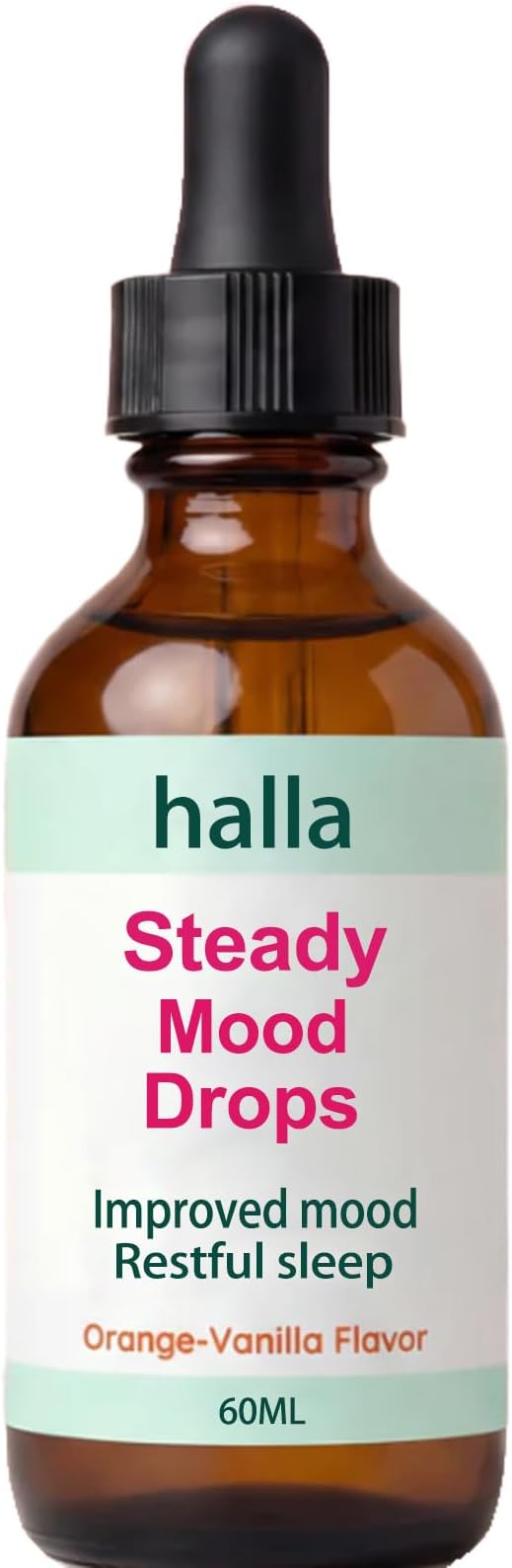 Halla Steady Mood Drops with Saffron Extract – Fast Absorption Cognitive &amp Emotional Balance Supplement – Advanced Brain Nutrient Blend – Orange Vanilla Flavor 2 fl oz
