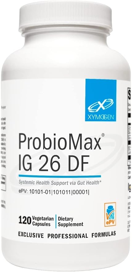 XYMOGEN ProbioMax IG 26 - Immunized Egg Powder &amp Bacillus Coagulans - Digestive Health Support - Vegetarian Gluten-Free &amp Non-GMO - 120 Capsules