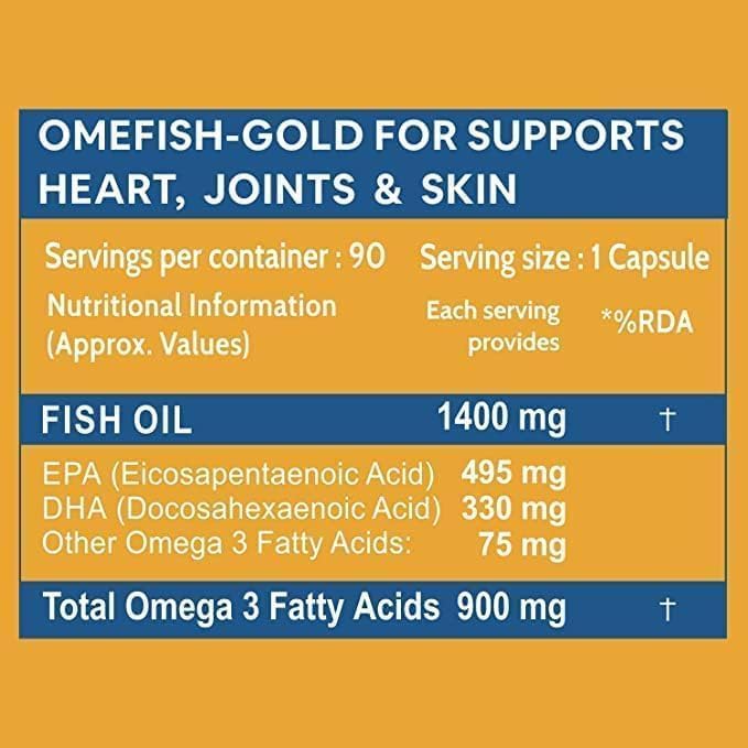 Generic Triple Strength Fish Oil 1400mg with Omega 3 900mg - 90 Softgel Capsules for Men &amp Women